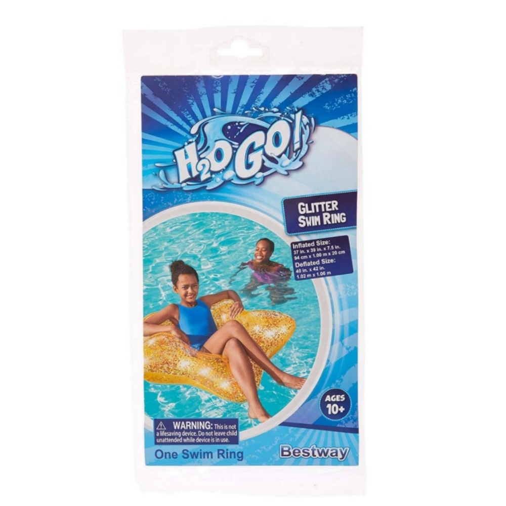 *5/$20* NEW H2Ogo! Glitter Gold Star Inflatable Swim Ring Round Float Pool Toy